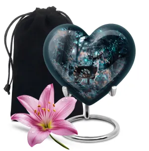 Remembrance Symphony: Heart Designed Deer & Cremation Urn Combo