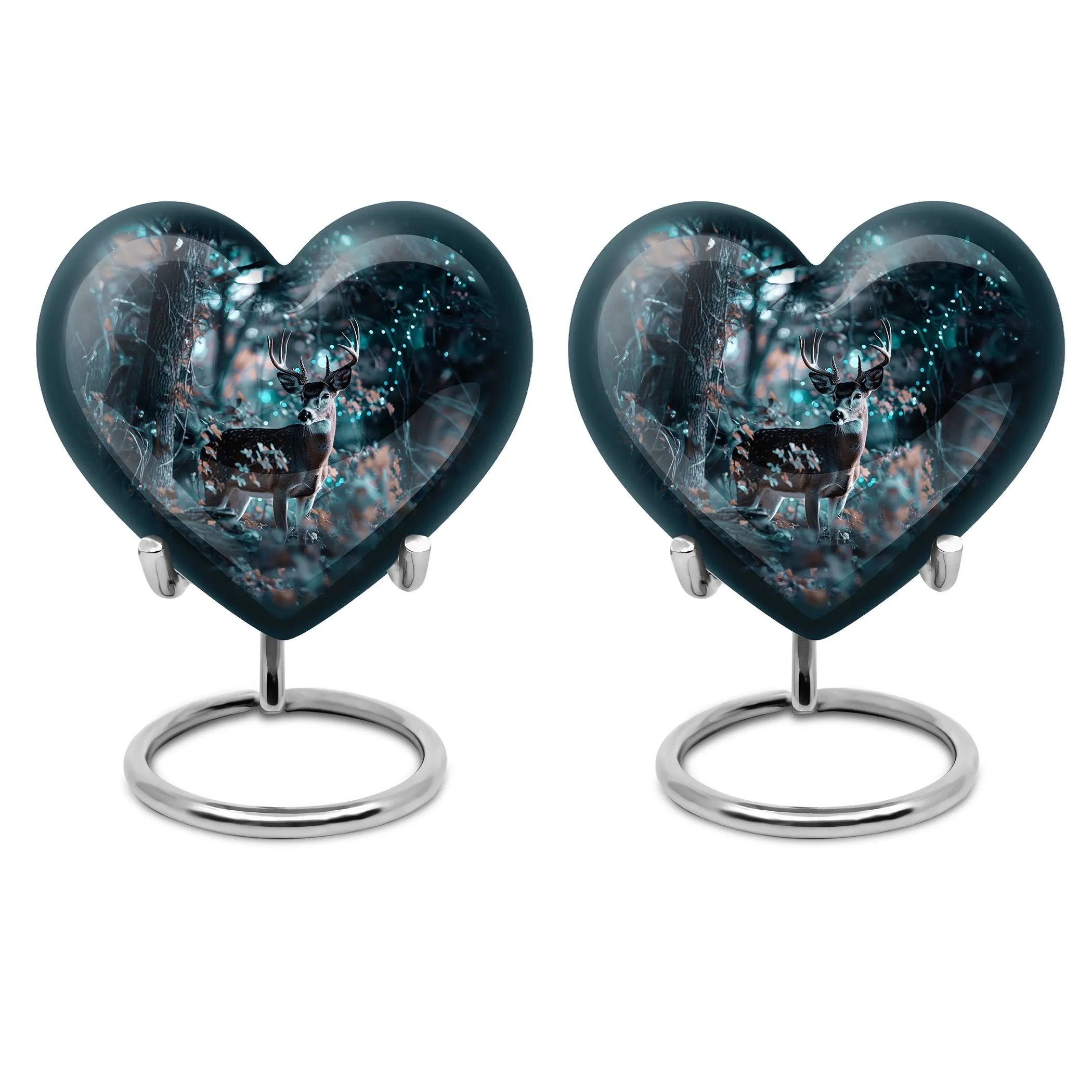 Remembrance Symphony: Heart Designed Deer & Cremation Urn Combo