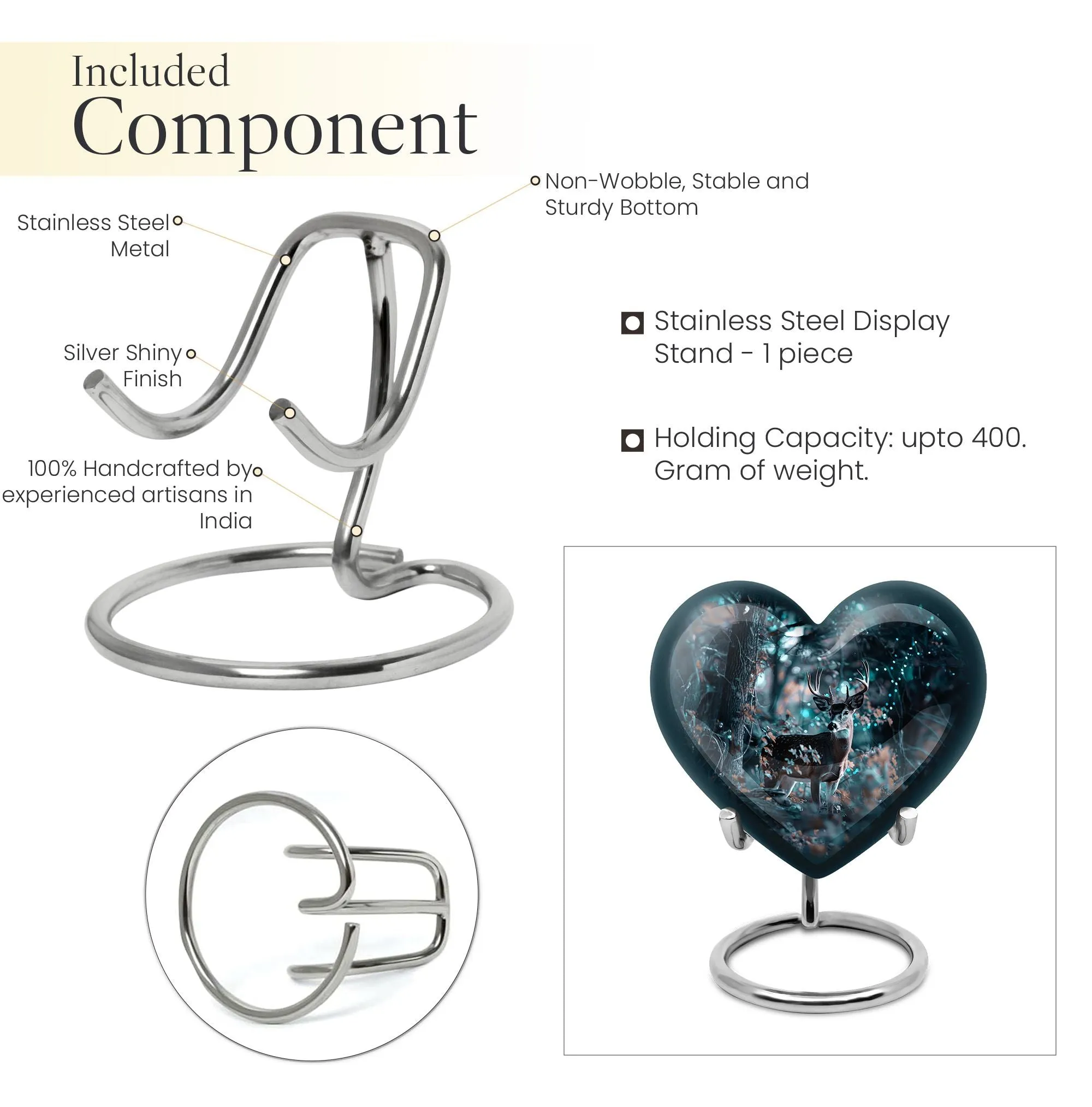 Remembrance Symphony: Heart Designed Deer & Cremation Urn Combo