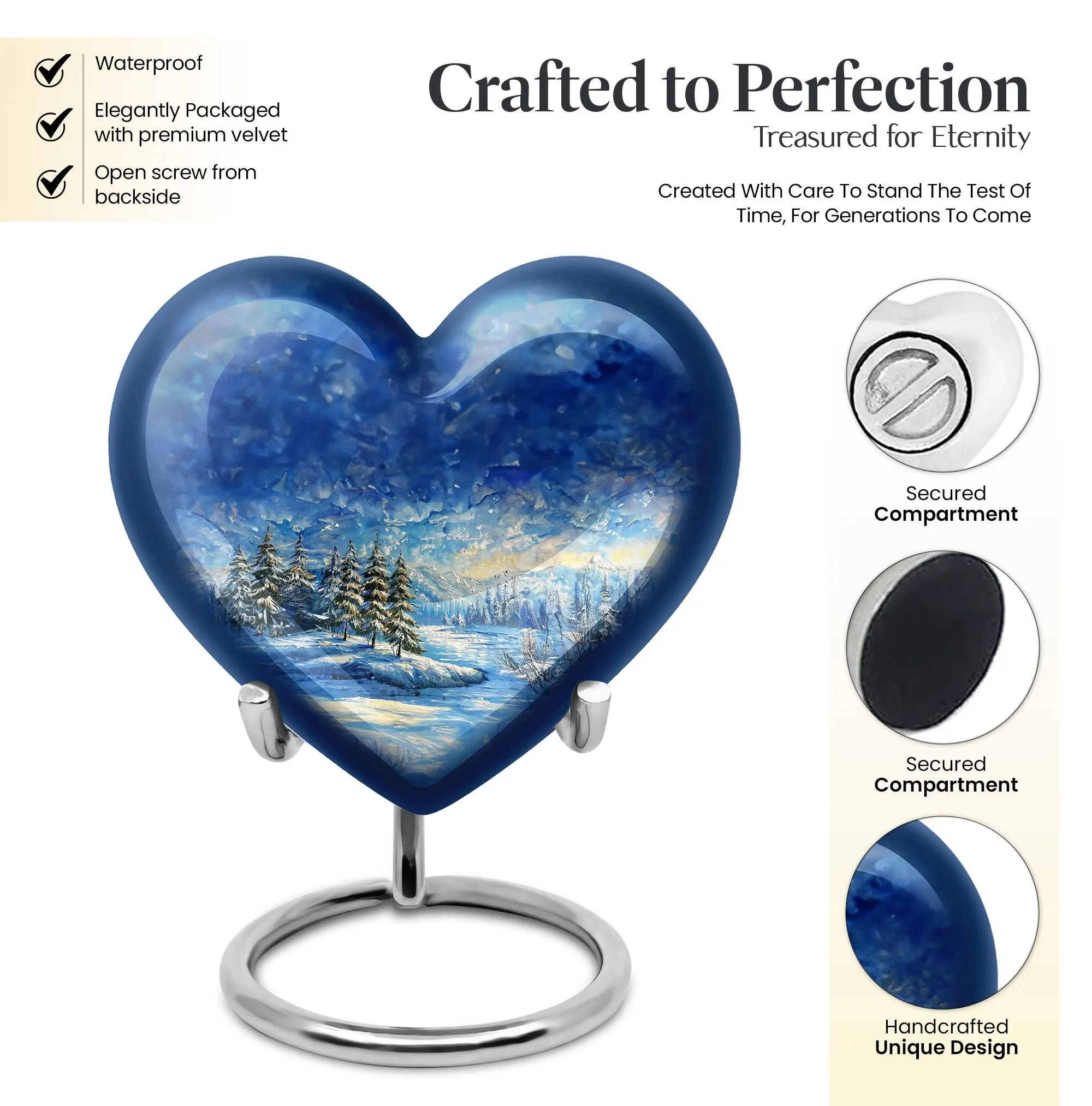 Snowflakes Urn- A Tranquil Homage Eternity Vessel for Loved Ones