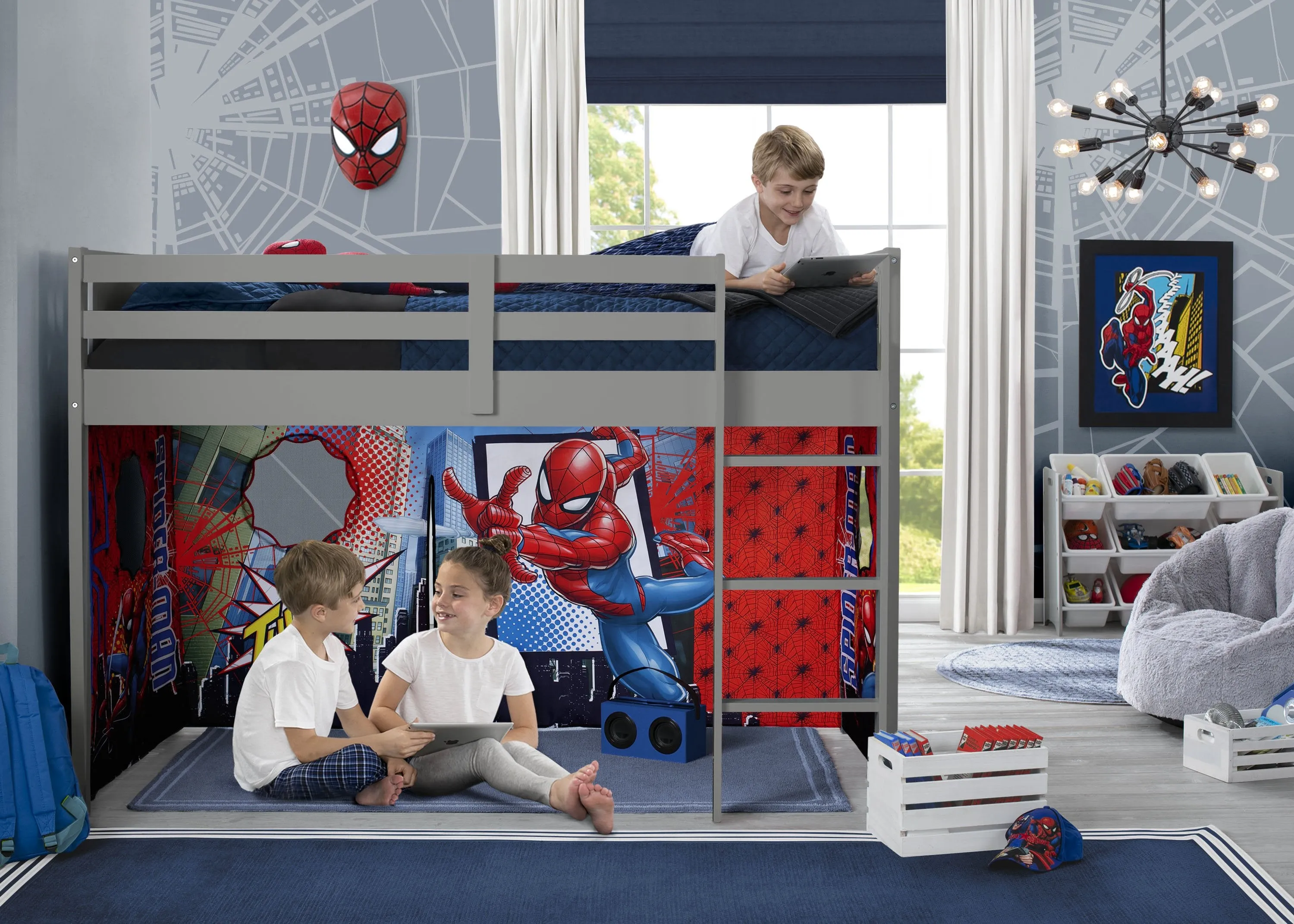 Spider-Man Loft Bed Tent - Curtain Set for Twin Loft Bed (Bed Sold Separately)