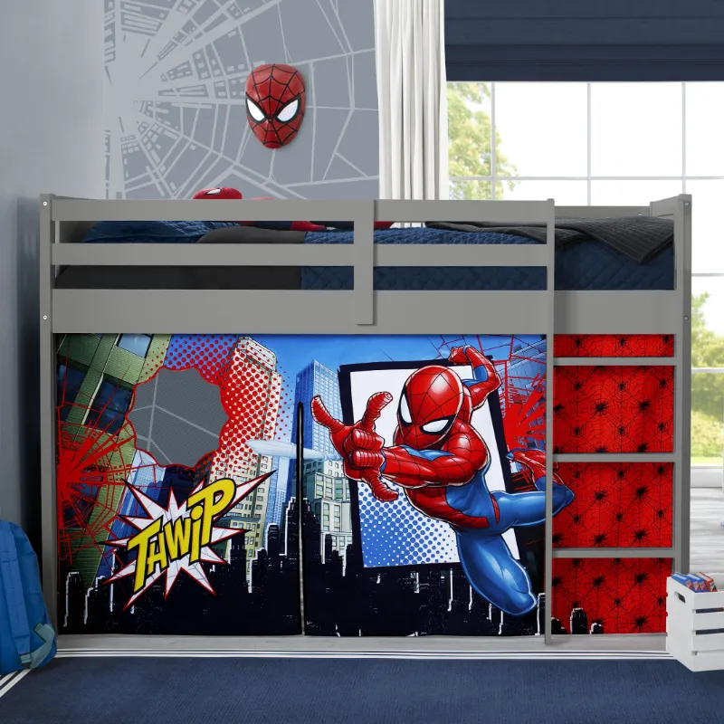Spider-Man Loft Bed Tent - Curtain Set for Twin Loft Bed (Bed Sold Separately)