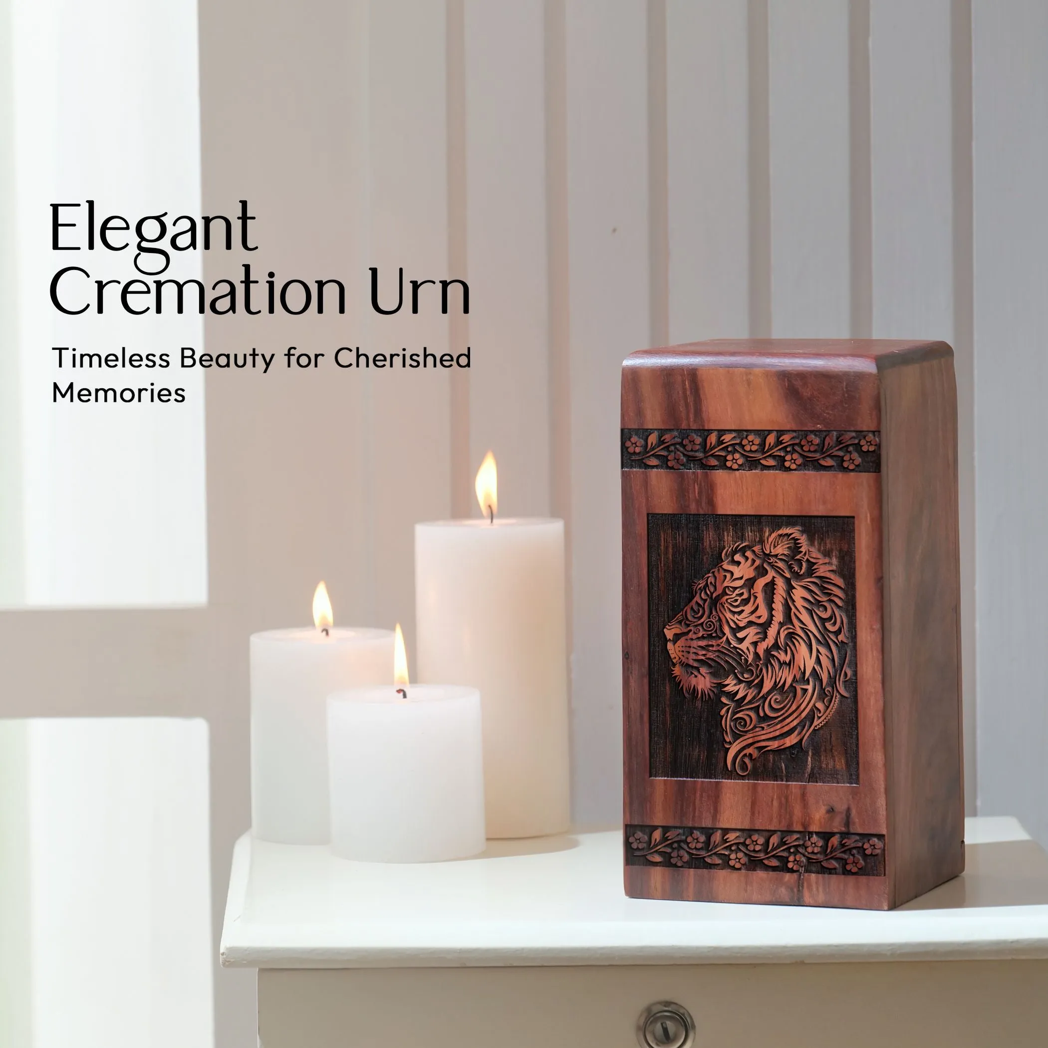 Tiger Wooden Urns For Ashes - A Sacred Ash Holder For Adults