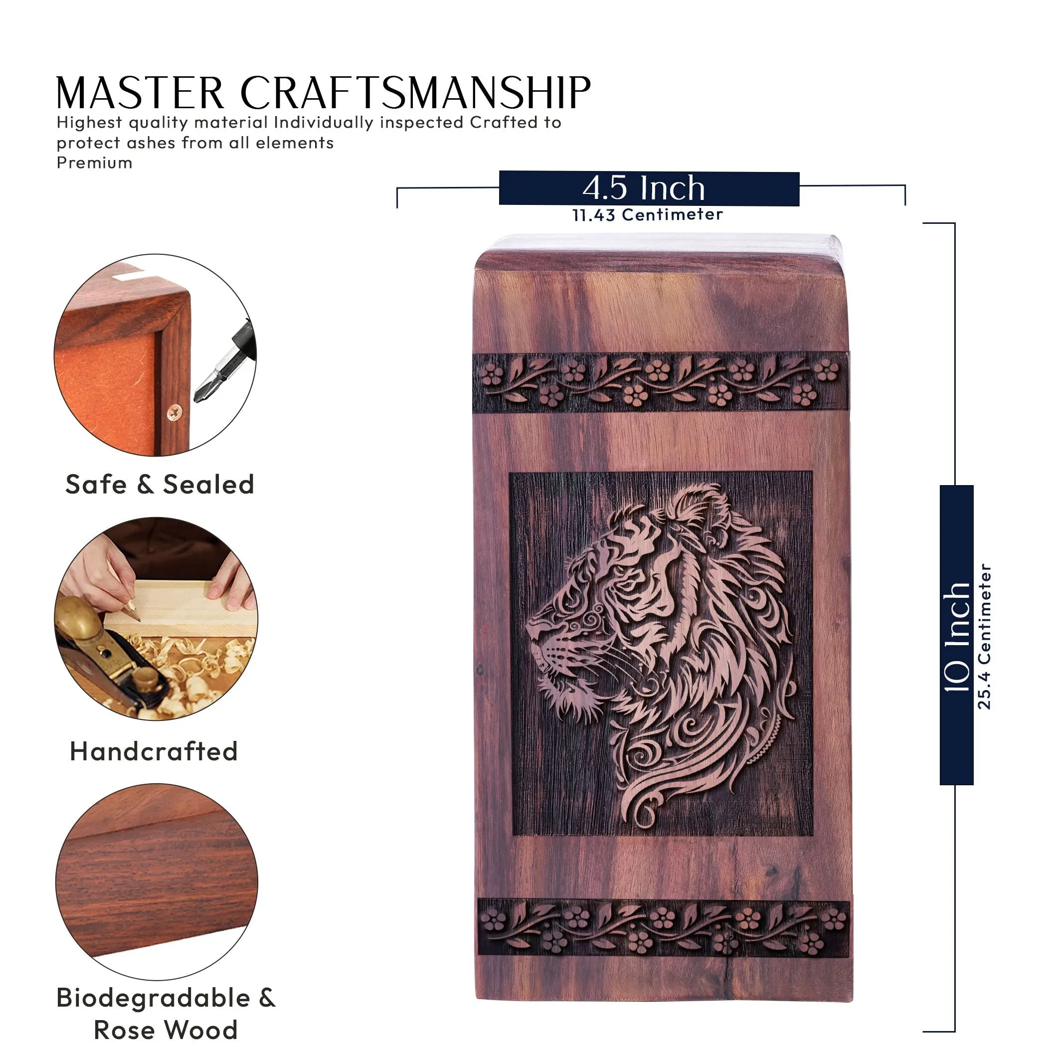 Tiger Wooden Urns For Ashes - A Sacred Ash Holder For Adults