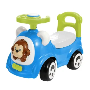 Timate Push & Ride Racer - Blue & Monkey Foot-To-Floor Ride-On