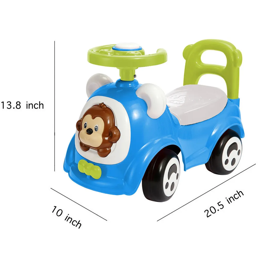Timate Push & Ride Racer - Blue & Monkey Foot-To-Floor Ride-On