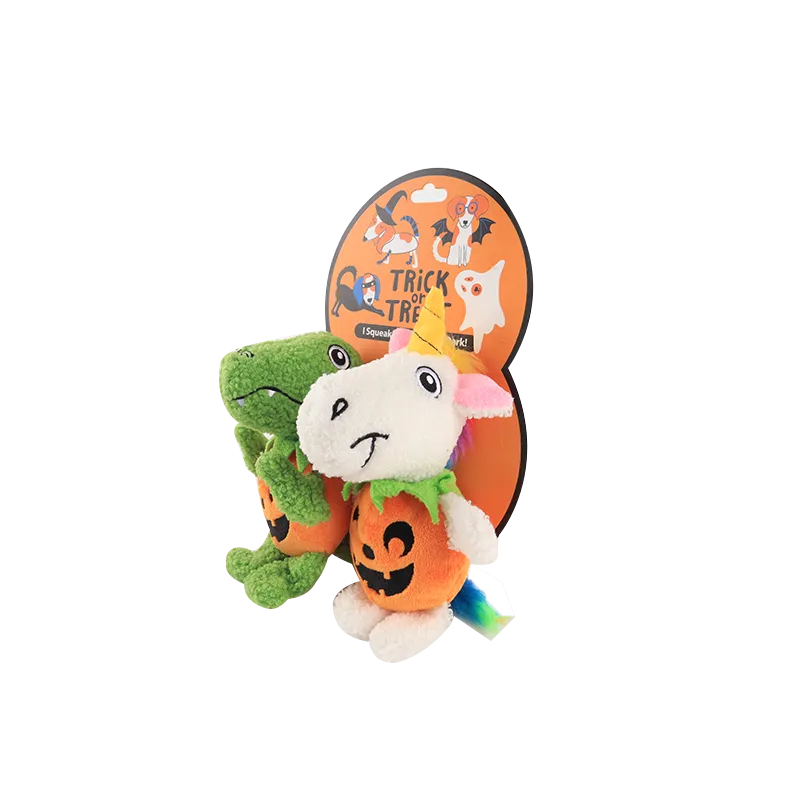 Trick or Treat Dino/Unicorn 2 Pack Halloween Dog Toy