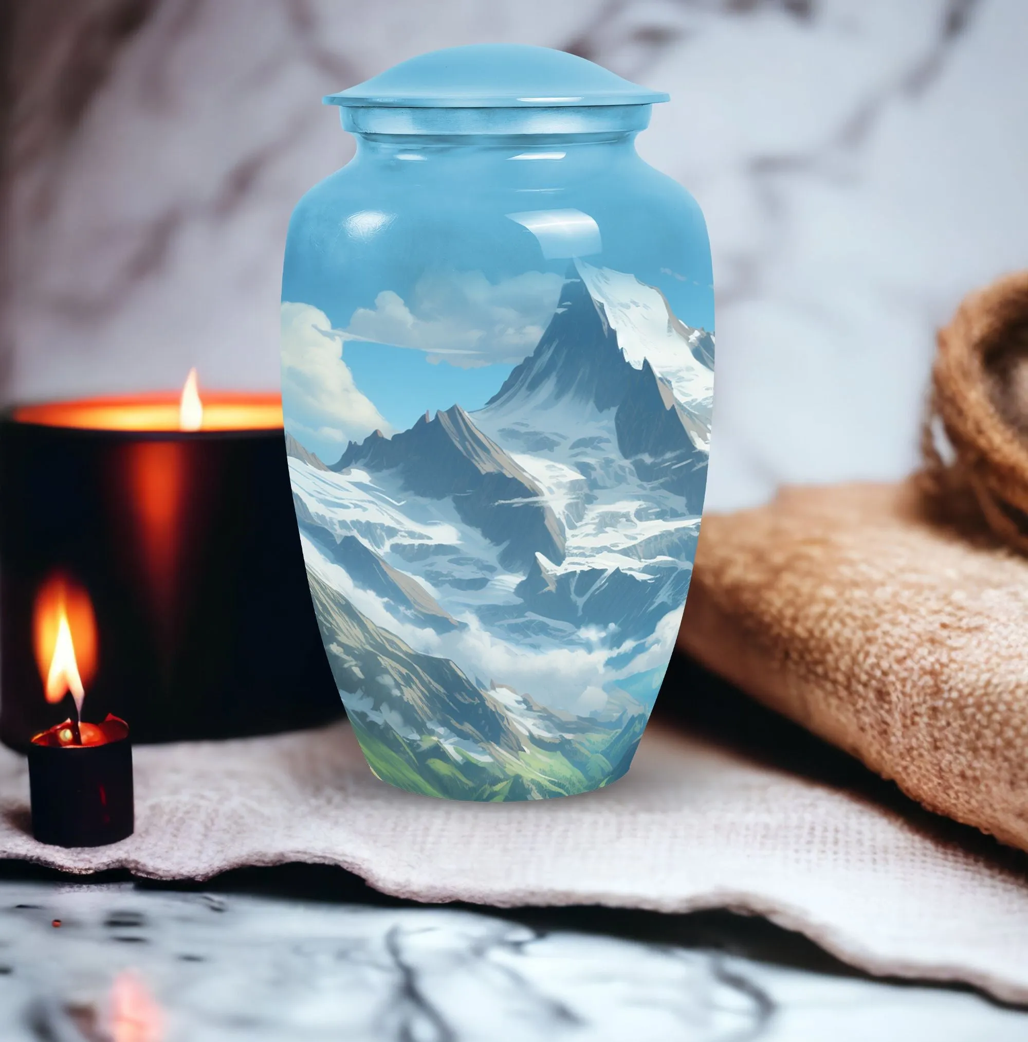 Valley Cremation: Large Blue Burial Urns for Adult Human Ashes