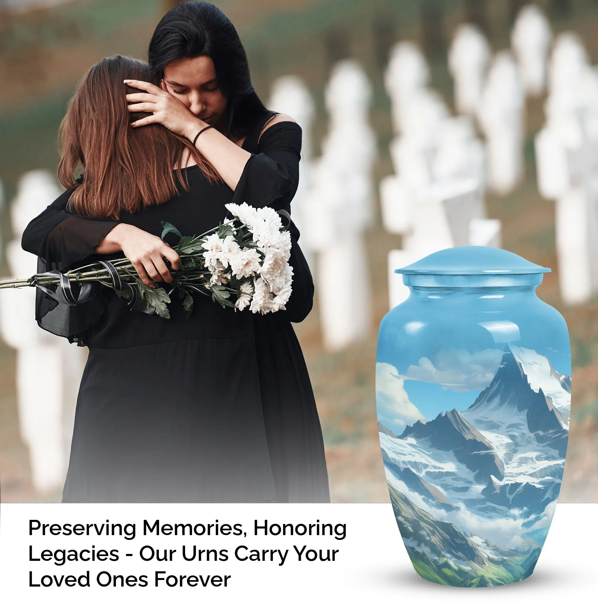 Valley Cremation: Large Blue Burial Urns for Adult Human Ashes