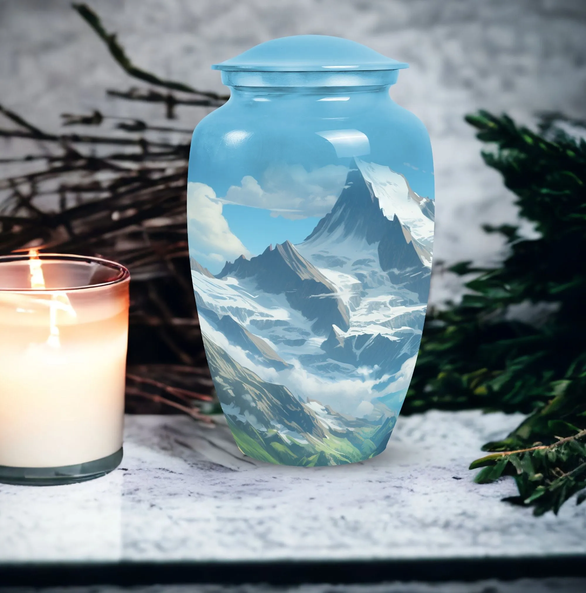 Valley Cremation: Large Blue Burial Urns for Adult Human Ashes