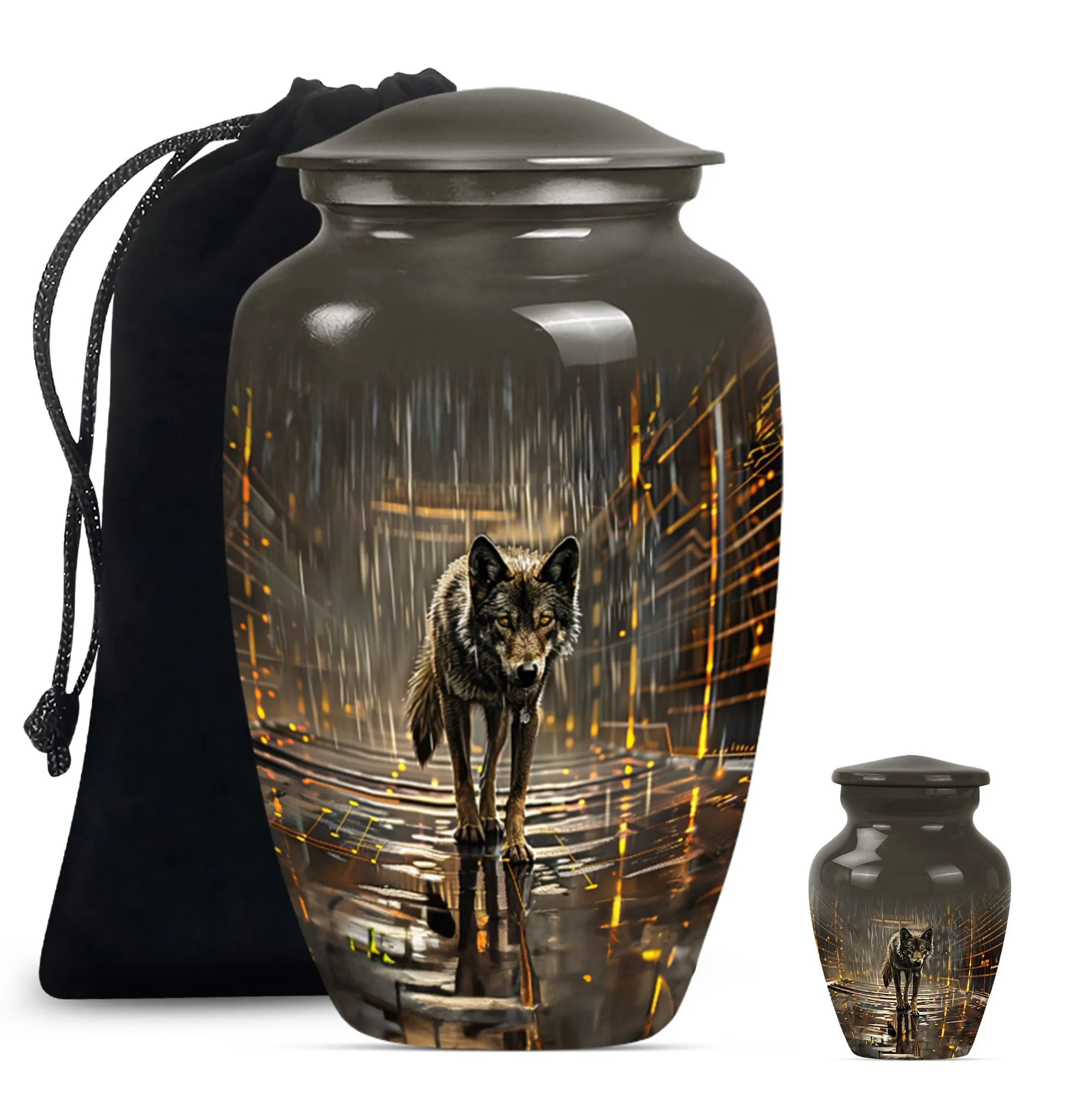 Wolf Themed Remnant Memorial - Premium Medium Cremation Urn