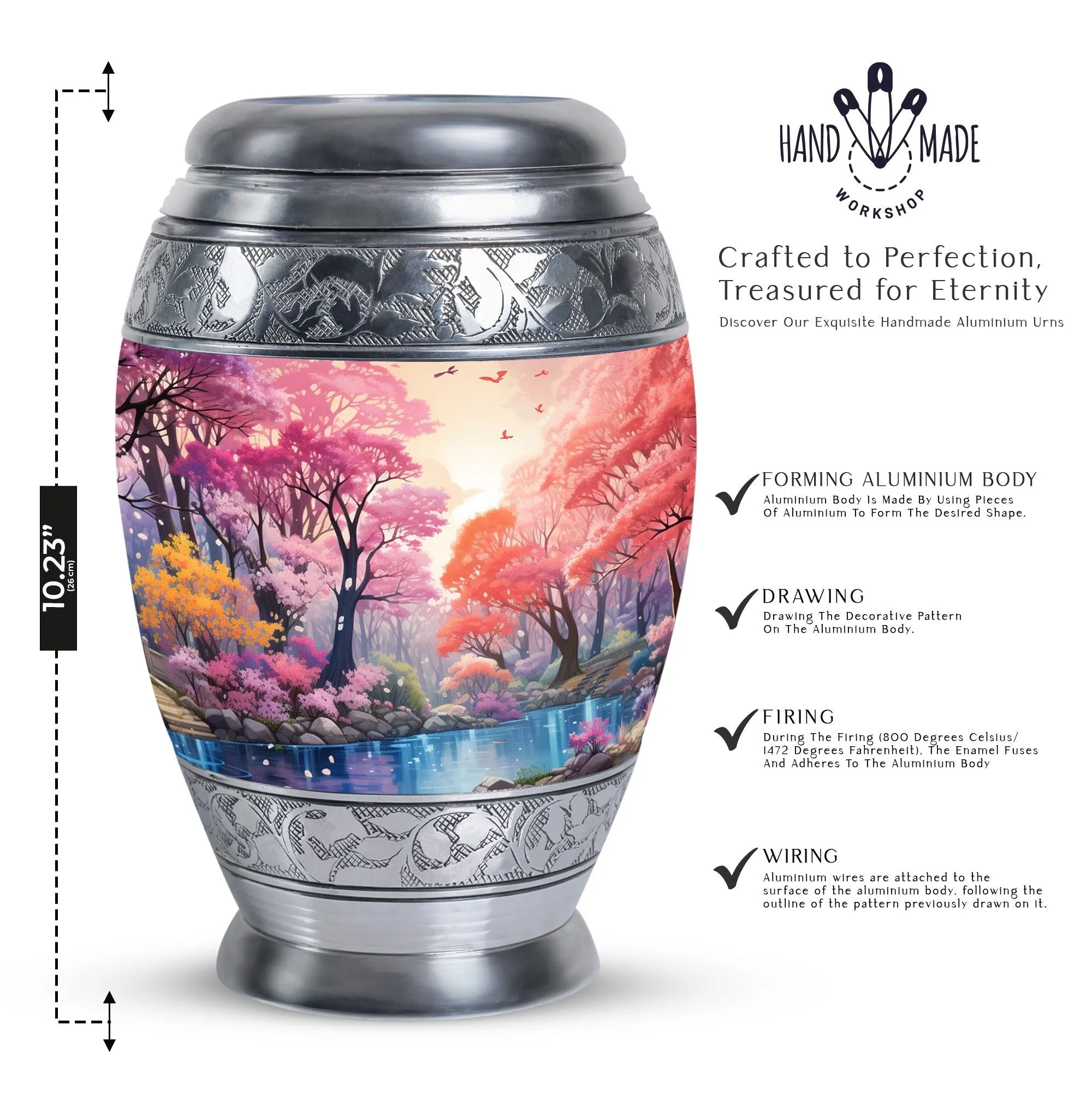 Women's Lake Cremation Urn - Large Burial Ash Holder for Adult Mom