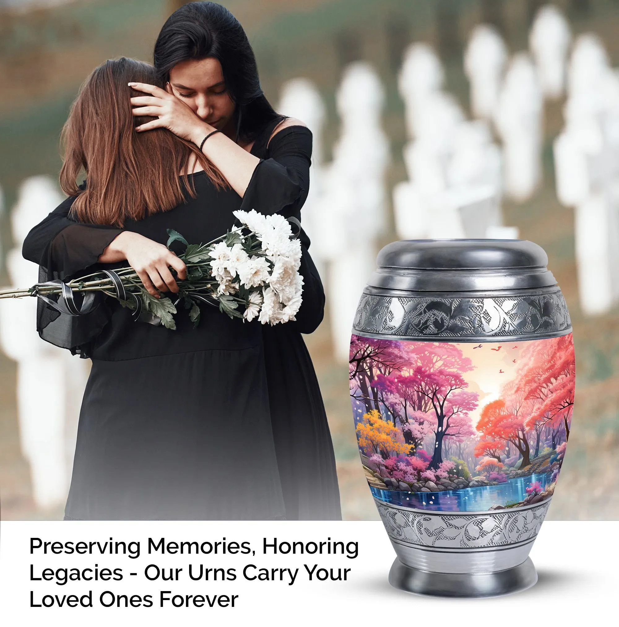 Women's Lake Cremation Urn - Large Burial Ash Holder for Adult Mom