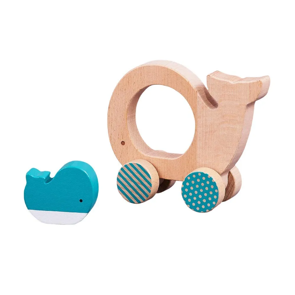 Wooden Push Along Whale Toy