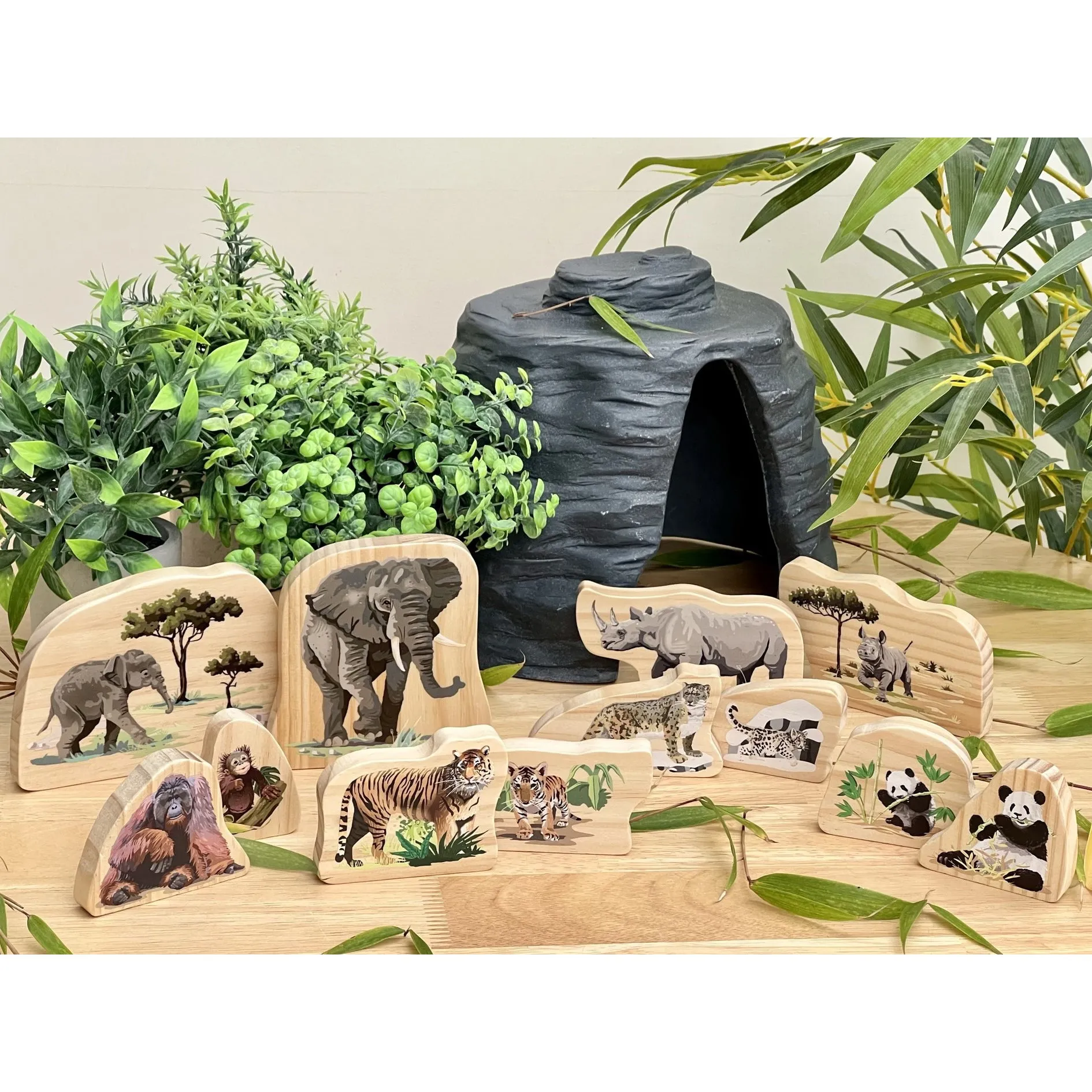 Yellow Door Endangered Animal Families Wooden Playset
