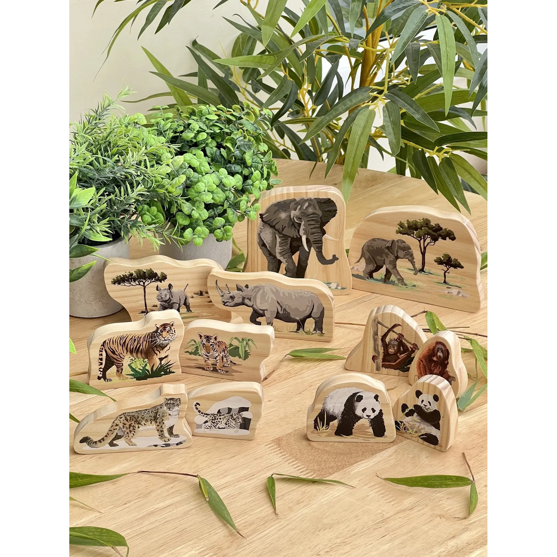 Yellow Door Endangered Animal Families Wooden Playset