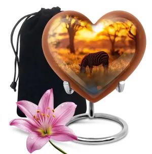 Zebra Urn Tribute:  Large Memorial Urn for Everlasting Memories