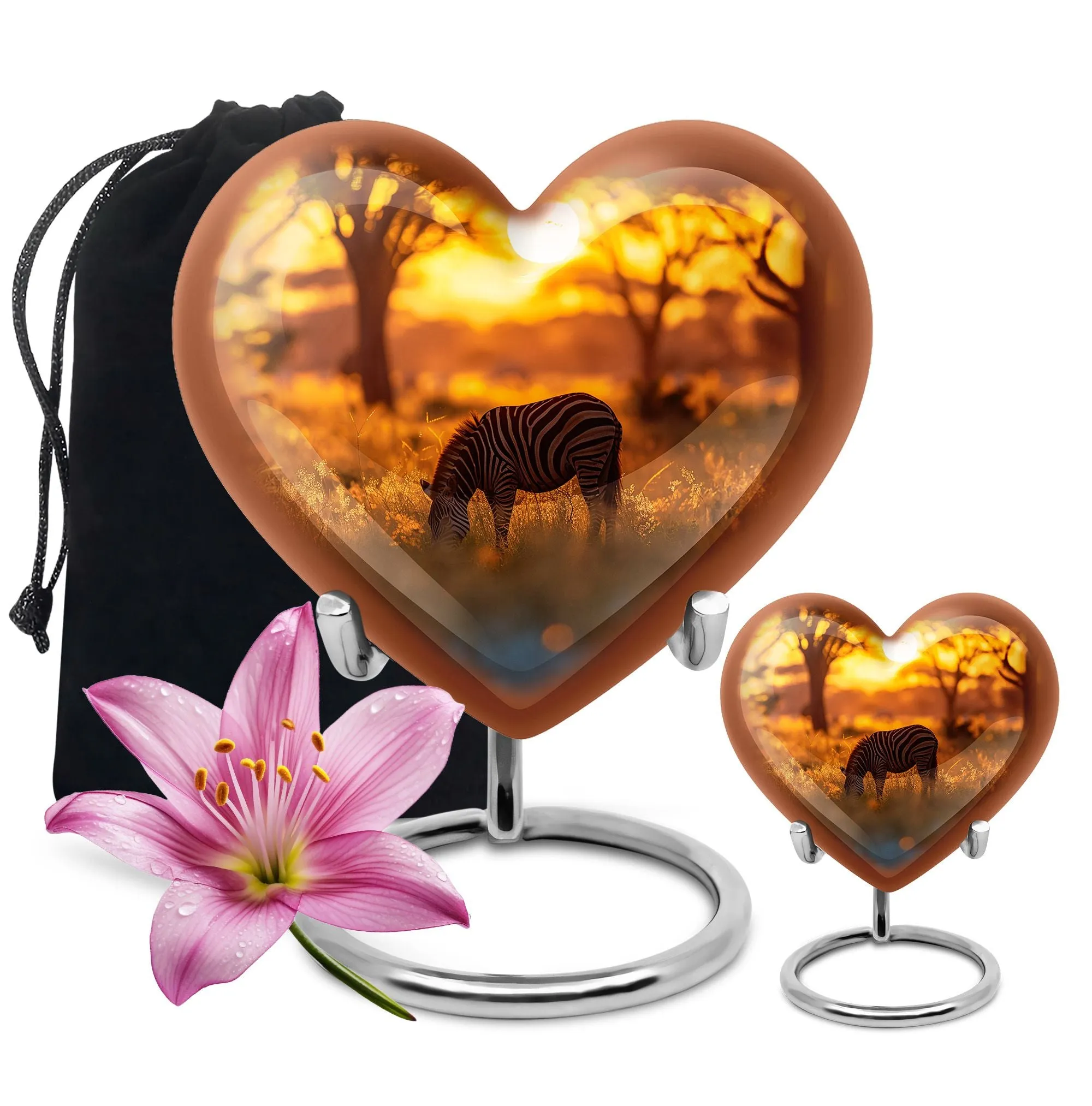 Zebra Urn Tribute:  Large Memorial Urn for Everlasting Memories